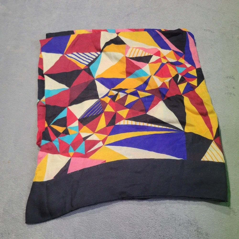 Scarf Women OS Multi Geometric‎ Triangle Abstract Art Deco Lightweight Accessory